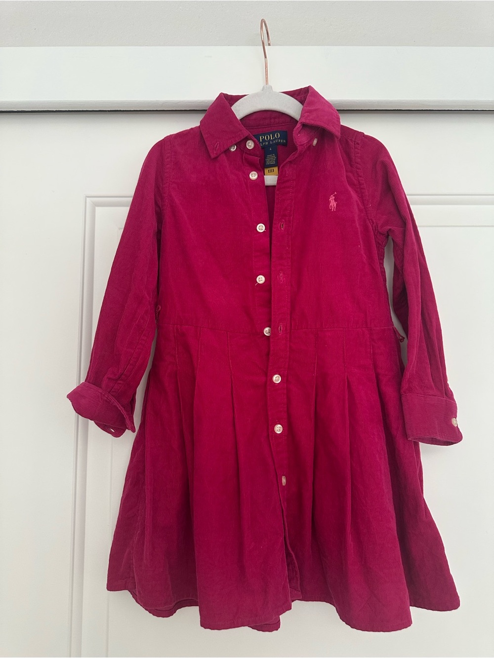 Polo by Ralph Lauren Magenta Corduroy Button-Front Dress